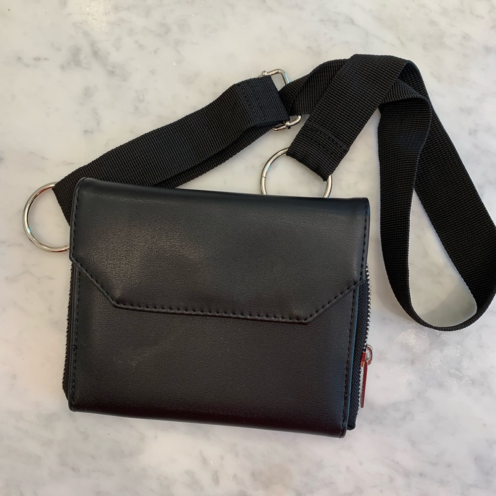 NWT Black Leather Square Fanny Back